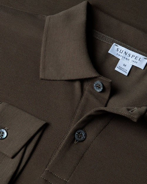 LONG SLEEVE PIQUÉ POLO SHIRT / KHAKI