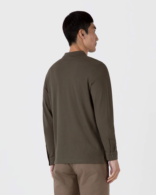 LONG SLEEVE PIQUÉ POLO SHIRT / KHAKI