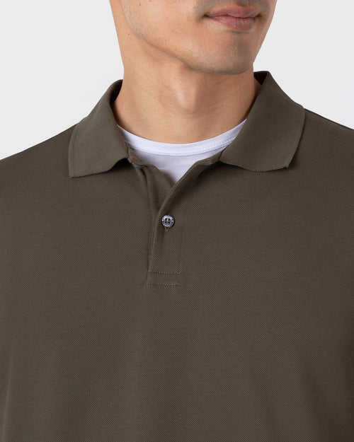 LONG SLEEVE PIQUÉ POLO SHIRT / KHAKI