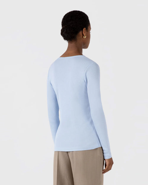 LONG SLEEVE RIBBED T-SHIRT  / BLUE MIST