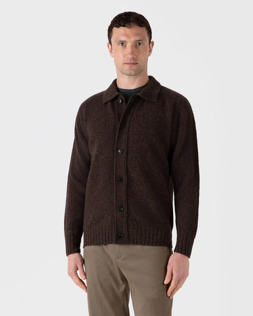 SHETLAND CARDIGAN / DARK GREEN MELANGE