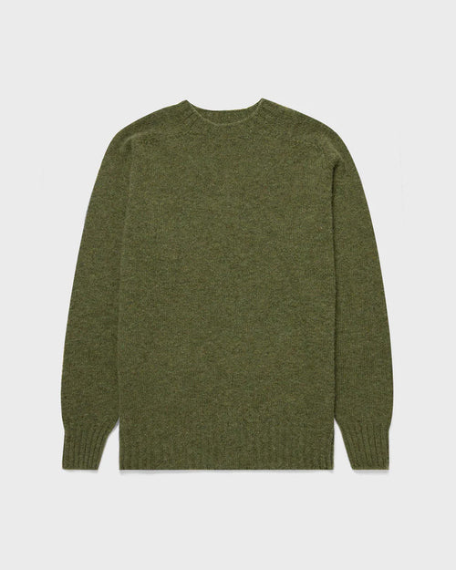 SHETLAND CREW NECK / MOSS GREEN MELANGE