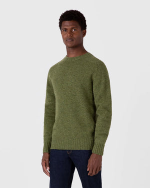 SHETLAND CREW NECK / MOSS GREEN MELANGE