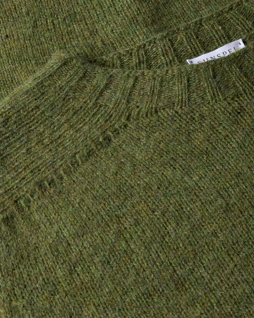 SHETLAND CREW NECK / MOSS GREEN MELANGE