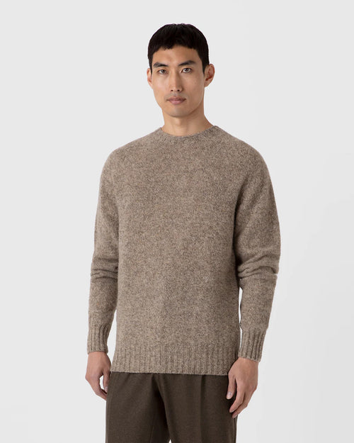 SHETLAND CREW NECK / OATMEAL MELANGE