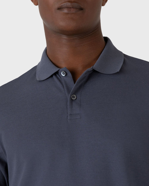 LONG SLEEVE PIQUÉ POLO SHIRT / SLATE BLUE