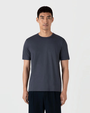 REGULAR FIT JERSEY T-SHIRT / SLATE BLUE