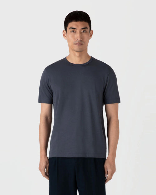 REGULAR FIT JERSEY T-SHIRT / SLATE BLUE