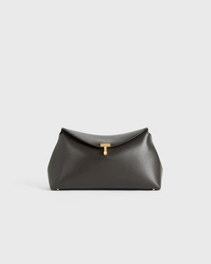 T-LOCK LEATHER CLUTCH / BARK