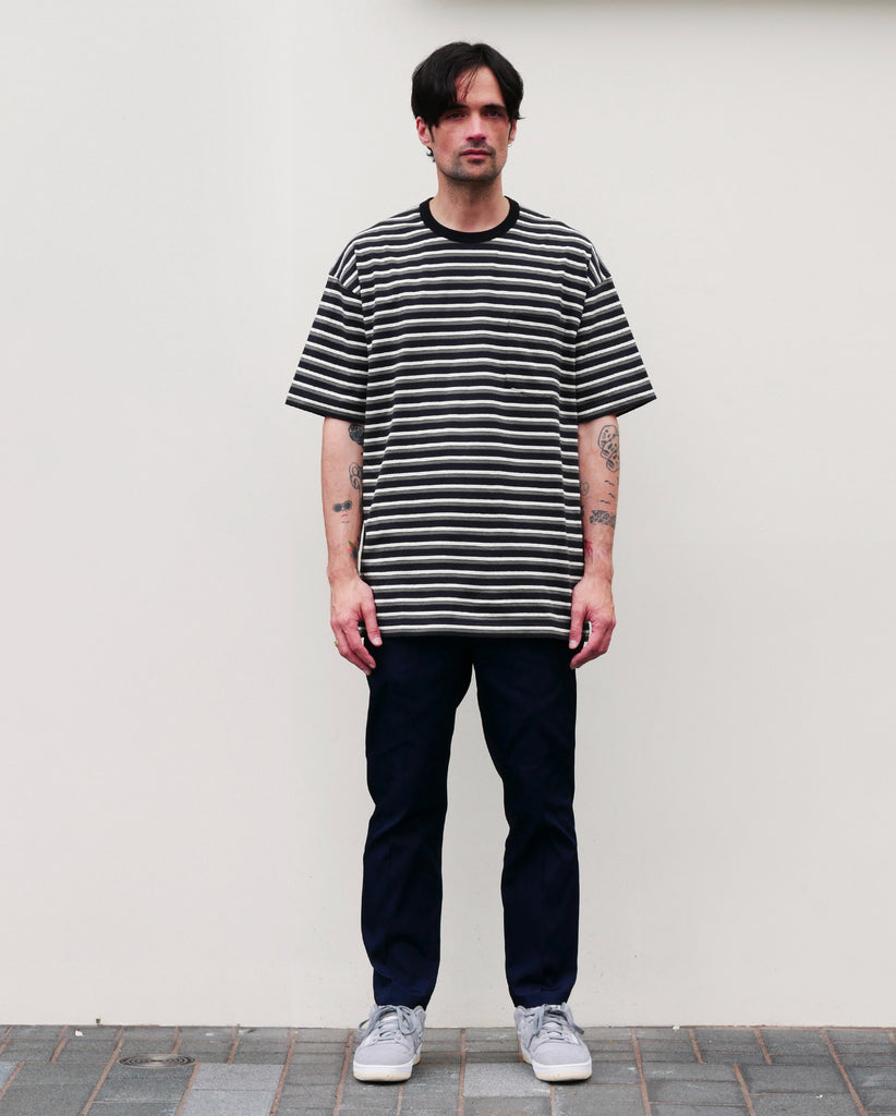 T014 T-SHIRT / BLACK GREY STRIPE – FABRIC