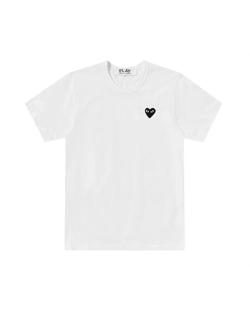 T064 UNISEX BLACK HEART T-SHIRT / WHITE