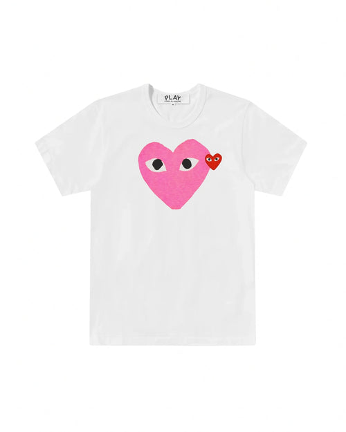 T106 UNISEX BIG PINK HEART T-SHIRT T-SHIRT / WHITE