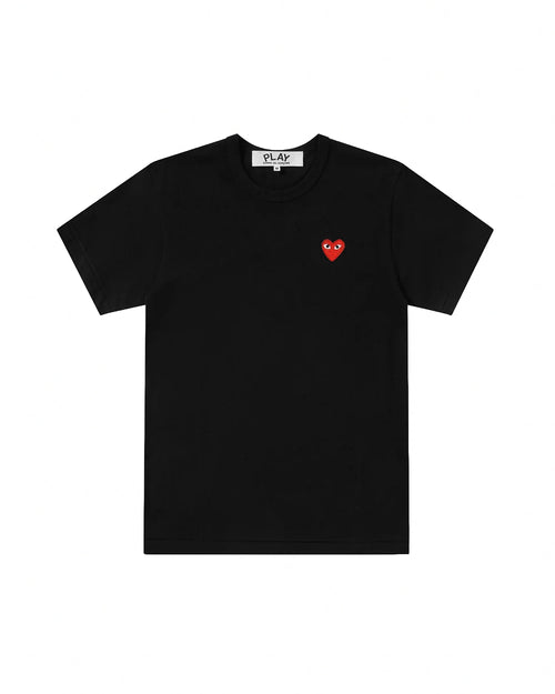 T108 WOMENS RED HEART T-SHIRT / BLACK