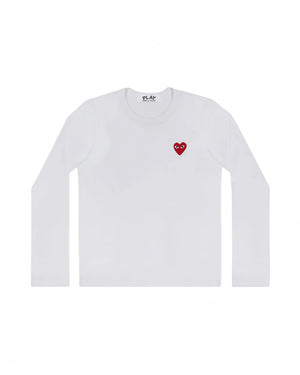 T118 LS RED HEART  T-SHIRT / WHITE