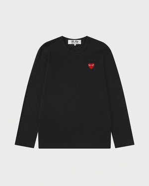 T118 MENS RED HEART L/S T-SHIRT / BLACK