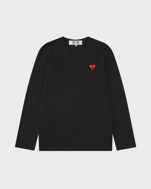 T118 MENS RED HEART L/S T-SHIRT / BLACK