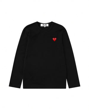 T118 UNISEX RED HEART L/S T-SHIRT / BLACK