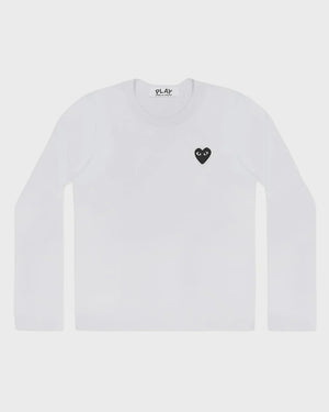 T120 MENS LS BLACK HEART T-SHIRT / WHITE