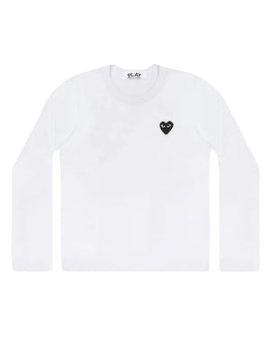 T120 UNISEX LS BLACK HEART T-SHIRT / WHITE