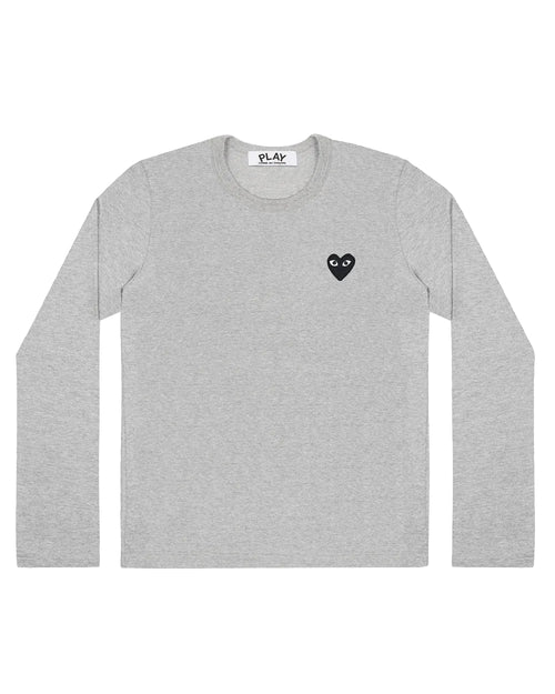 T122 UNISEX LS BLACK HEART T-SHIRT / GREY