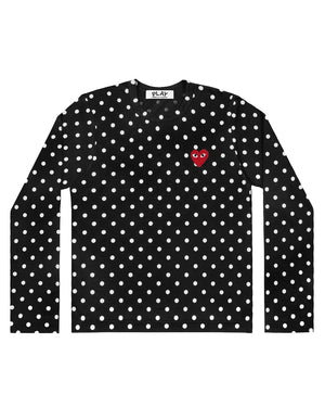 T166 UNISEX POLKA DOT L/S T-SHIRT / BLACK