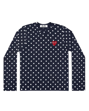T166 UNISEX POLKA DOT L/S T-SHIRT / NAVY