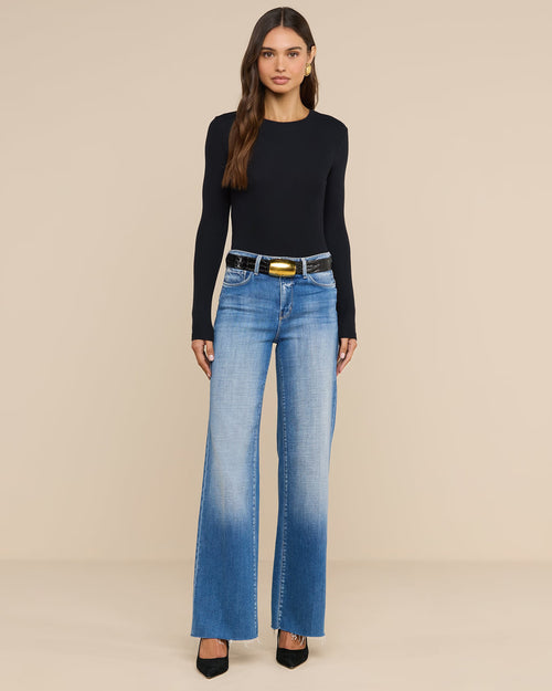 TESS LONG SLEEVE TEE / BLACK MICRO RIB