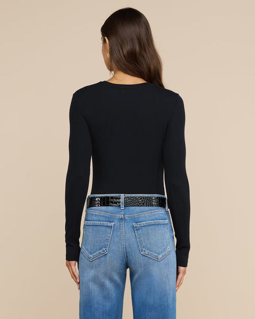 TESS LONG SLEEVE TEE / BLACK MICRO RIB