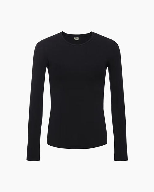 TESS LONG SLEEVE TEE / BLACK MICRO RIB