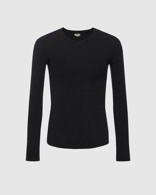 TESS LONG SLEEVE TEE / BLACK MICRO RIB