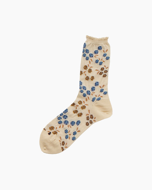 TINY FLOWERS KNITTED SOCKS / IVORY