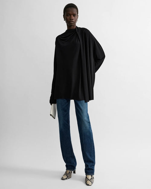 DRAPED BLOUSE / BLACK