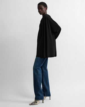 DRAPED BLOUSE / BLACK