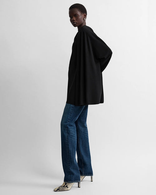 DRAPED BLOUSE / BLACK