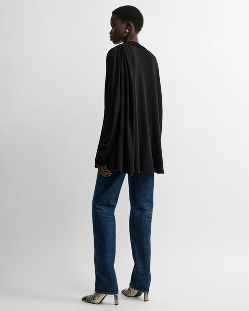 DRAPED BLOUSE / BLACK