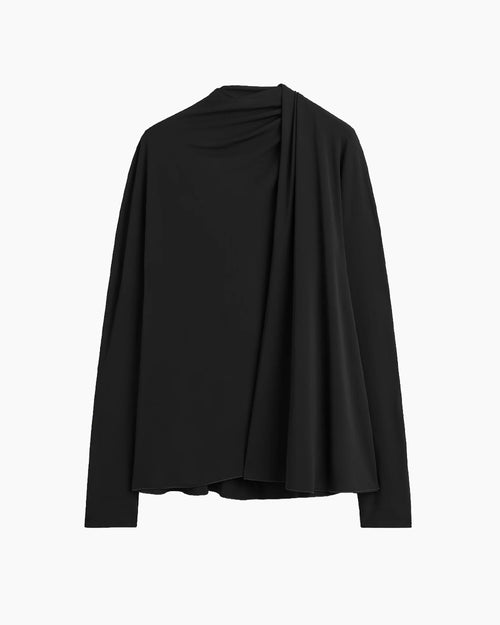 DRAPED BLOUSE / BLACK