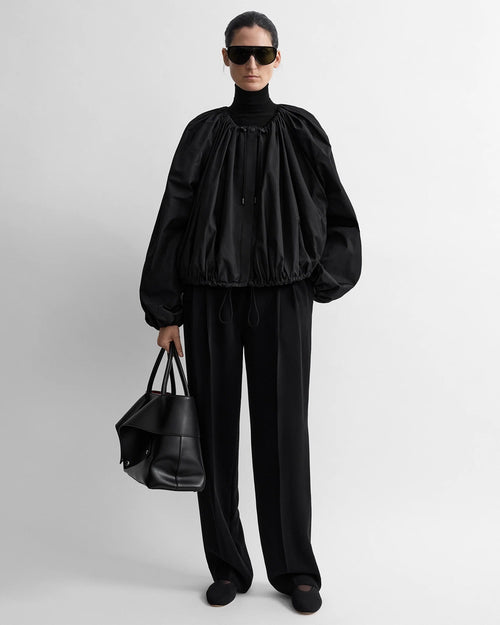 GATHERED PARACHUTE JACKET / BLACK