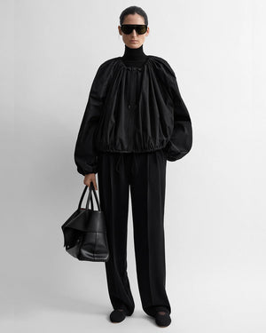 GATHERED PARACHUTE JACKET / BLACK