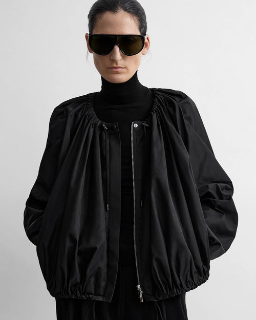 GATHERED PARACHUTE JACKET / BLACK