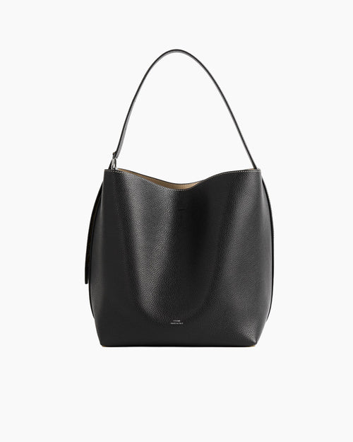 MEDIUM BELTED GRAINED-LEATHER TOTE / BLACK