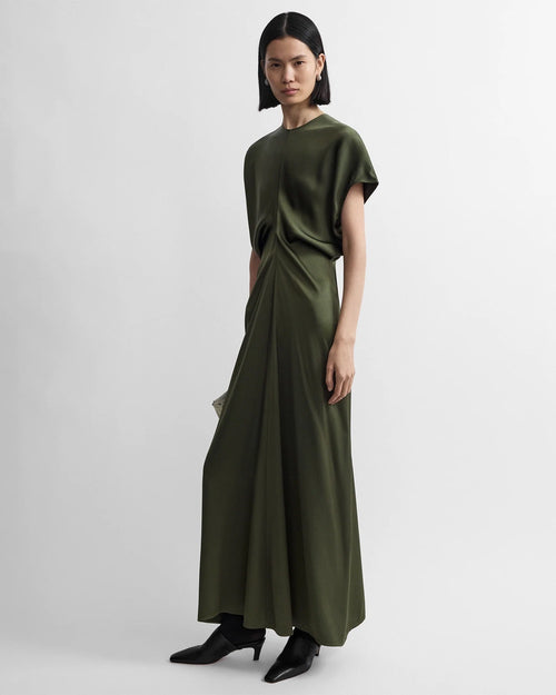 SLOUCH WAIST DRESS / DARK GREEN