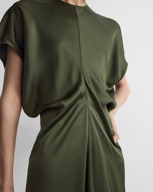 SLOUCH WAIST DRESS / DARK GREEN