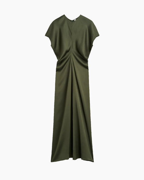 SLOUCH WAIST DRESS / DARK GREEN