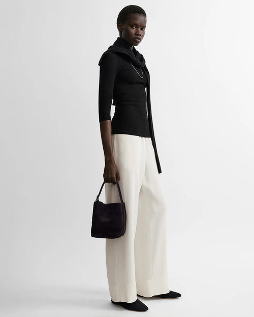 PETITE BELTED SUEDE TOTE / ESPRESSO