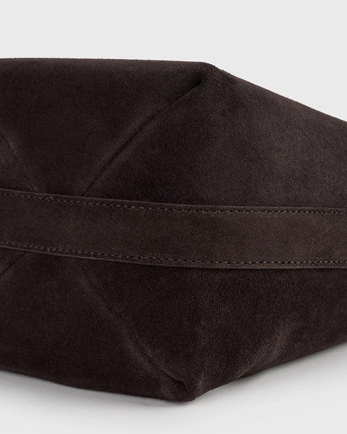 PETITE BELTED SUEDE TOTE / ESPRESSO