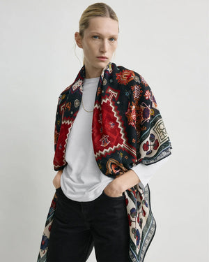 WINTER BLANKET SCARF / NAVY / RED