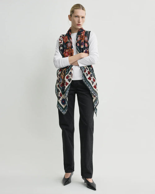 WINTER BLANKET SCARF / NAVY / RED