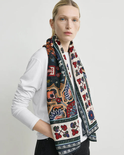 WINTER BLANKET SCARF / NAVY / RED