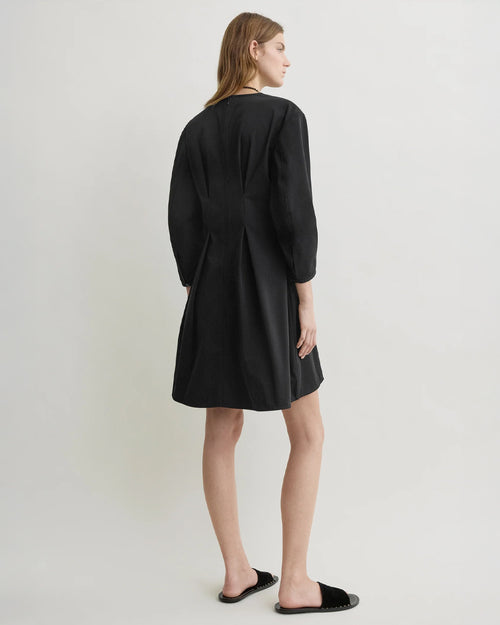 BALLOON SLEEVE COTTON DRESS / BLACK