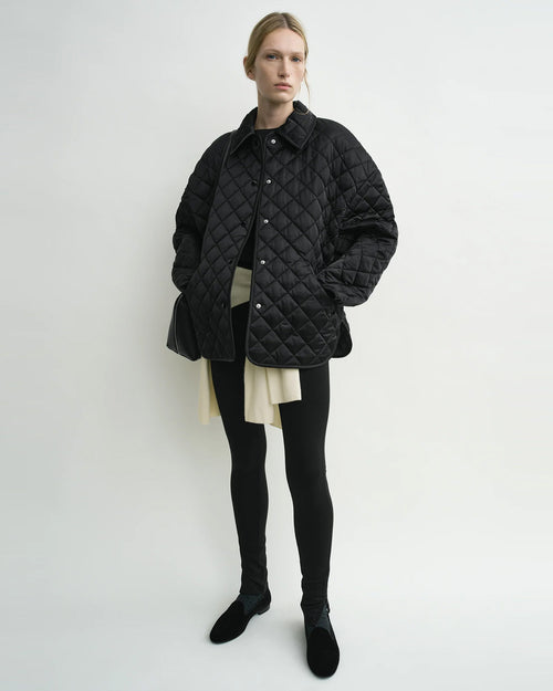 COLLARED QUILTED JACKET / BLACK
